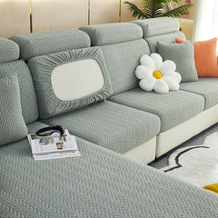 Stretchable Jacquard Polar Fleece Sofa Cover Non-Slip Furniture Protector for Pets L-Shaped Couch Slipcovers - Ornate Home