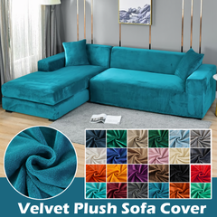 Stretchable Thick Velvet Sofa Cover for L Shaped Corner Sofa in Living Room Fits 1/2/3/4 Seater Couches - Ornate Home