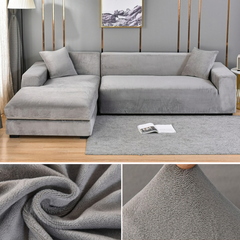 Stretchable Thick Velvet Sofa Cover for L Shaped Corner Sofa in Living Room Fits 1/2/3/4 Seater Couches - Ornate Home