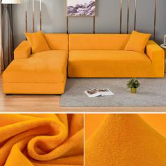 Stretchable Thick Velvet Sofa Cover for L Shaped Corner Sofa in Living Room Fits 1/2/3/4 Seater Couches - Ornate Home