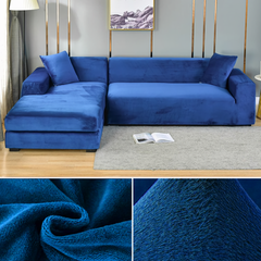 Stretchable Thick Velvet Sofa Cover for L Shaped Corner Sofa in Living Room Fits 1/2/3/4 Seater Couches - Ornate Home
