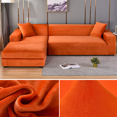 Stretchable Thick Velvet Sofa Cover for L Shaped Corner Sofa in Living Room Fits 1/2/3/4 Seater Couches - Ornate Home