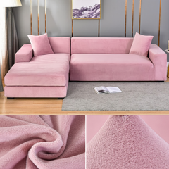 Stretchable Thick Velvet Sofa Cover for L Shaped Corner Sofa in Living Room Fits 1/2/3/4 Seater Couches - Ornate Home