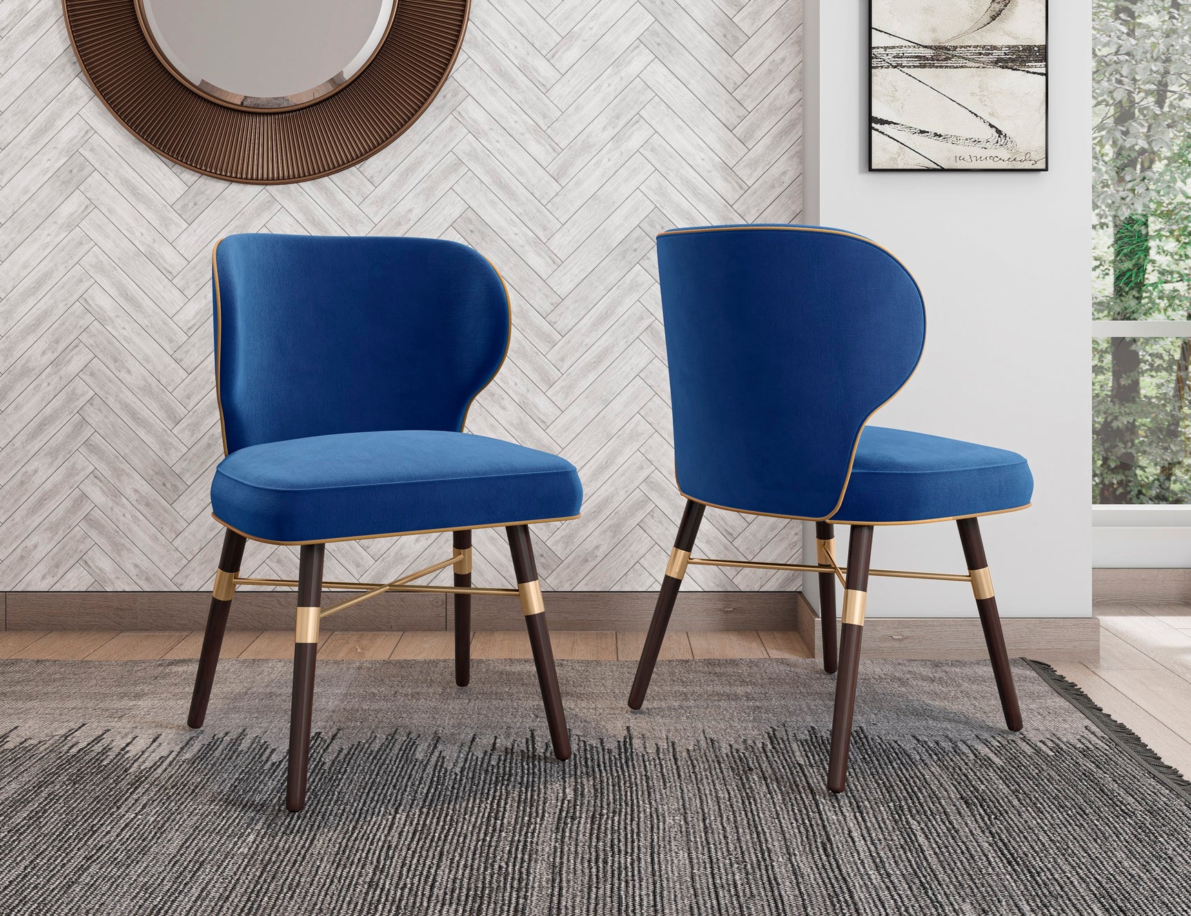 Strine Dining Chair in Royal Blue - Ornate Home