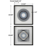 String Duet Black/Blue/White Geometric Art (Set of 2) - Ornate Home