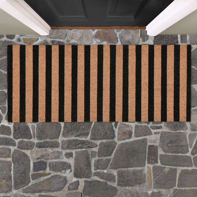 Striped Black/Natural 24x57 Doormat - Ornate Home