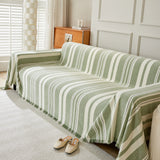 Striped Chenille Sofa Slipcover Throw, Soft Thick Washable Couch Cover Blanket - Ornate Home