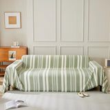 Striped Chenille Sofa Slipcover Throw, Soft Thick Washable Couch Cover Blanket - Ornate Home