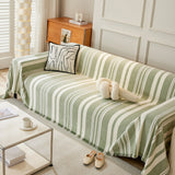 Striped Chenille Sofa Slipcover Throw, Soft Thick Washable Couch Cover Blanket - Ornate Home