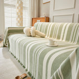 Striped Chenille Sofa Slipcover Throw, Soft Thick Washable Couch Cover Blanket - Ornate Home