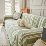 Striped Chenille Sofa Slipcover Throw, Soft Thick Washable Couch Cover Blanket - Ornate Home