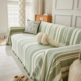 Striped Chenille Sofa Slipcover Throw, Soft Thick Washable Couch Cover Blanket - Ornate Home