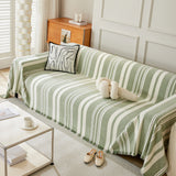 Striped Chenille Sofa Slipcover Throw, Soft Thick Washable Couch Cover Blanket - Ornate Home