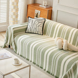 Striped Chenille Sofa Slipcover Throw, Soft Thick Washable Couch Cover Blanket - Ornate Home