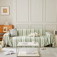 Striped Chenille Sofa Slipcover Throw, Soft Thick Washable Couch Cover Blanket - Ornate Home