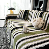 Striped Chenille Sofa Throw Covers, Boho Style Cozy Couch Protector Blanket - Ornate Home