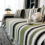 Striped Chenille Sofa Throw Covers, Boho Style Cozy Couch Protector Blanket - Ornate Home