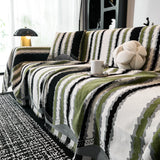 Striped Chenille Sofa Throw Covers, Boho Style Cozy Couch Protector Blanket - Ornate Home