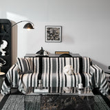 Striped Chenille Sofa Throw Covers, Boho Style Cozy Couch Protector Blanket - Ornate Home