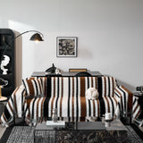 Striped Chenille Sofa Throw Covers, Boho Style Cozy Couch Protector Blanket - Ornate Home