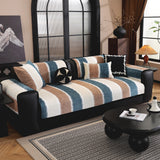 Striped Colorblock Non-Slip Sectional Couch Covers, Chenille Sofa Protector Cover - Ornate Home
