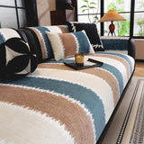 Striped Colorblock Non-Slip Sectional Couch Covers, Chenille Sofa Protector Cover - Ornate Home