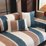 Striped Colorblock Non-Slip Sectional Couch Covers, Chenille Sofa Protector Cover - Ornate Home