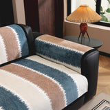 Striped Colorblock Non-Slip Sectional Couch Covers, Chenille Sofa Protector Cover - Ornate Home