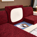 Striped Jacquard Fleece Furniture Covers Stretchable Non-Slip Cushion Covers for L-Shaped Couch, Pets - Ornate Home