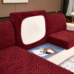 Striped Jacquard Fleece Furniture Covers Stretchable Non-Slip Cushion Covers for L-Shaped Couch, Pets - Ornate Home