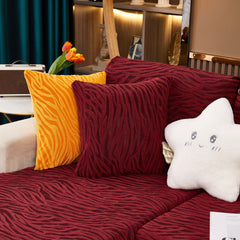 Striped Jacquard Fleece Furniture Covers Stretchable Non-Slip Cushion Covers for L-Shaped Couch, Pets - Ornate Home