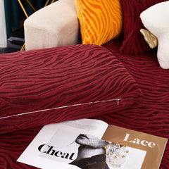 Striped Jacquard Fleece Furniture Covers Stretchable Non-Slip Cushion Covers for L-Shaped Couch, Pets - Ornate Home
