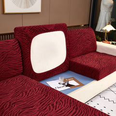 Striped Jacquard Fleece Furniture Covers Stretchable Non-Slip Cushion Covers for L-Shaped Couch, Pets - Ornate Home