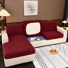 Striped Jacquard Fleece Furniture Covers Stretchable Non-Slip Cushion Covers for L-Shaped Couch, Pets - Ornate Home
