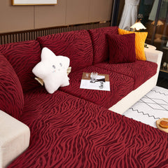 Striped Jacquard Fleece Furniture Covers Stretchable Non-Slip Cushion Covers for L-Shaped Couch, Pets - Ornate Home