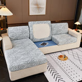 Striped Jacquard Fleece Furniture Covers Stretchable Non-Slip Cushion Covers for L-Shaped Couch, Pets - Ornate Home