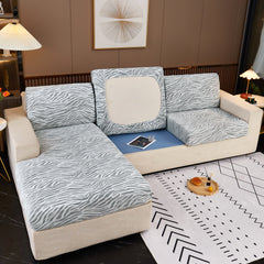Striped Jacquard Fleece Furniture Covers Stretchable Non-Slip Cushion Covers for L-Shaped Couch, Pets - Ornate Home