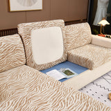 Striped Jacquard Fleece Furniture Covers Stretchable Non-Slip Cushion Covers for L-Shaped Couch, Pets - Ornate Home
