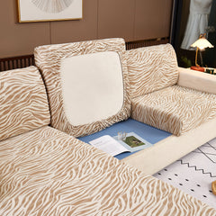 Striped Jacquard Fleece Furniture Covers Stretchable Non-Slip Cushion Covers for L-Shaped Couch, Pets - Ornate Home