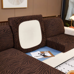 Striped Jacquard Fleece Furniture Covers Stretchable Non-Slip Cushion Covers for L-Shaped Couch, Pets - Ornate Home