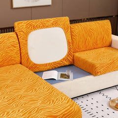 Striped Jacquard Fleece Furniture Covers Stretchable Non-Slip Cushion Covers for L-Shaped Couch, Pets - Ornate Home