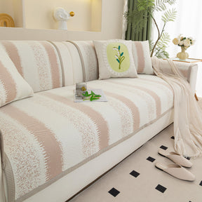 Striped Non-Slip Cooling Couch Cover, Summer Couch Pads for Seat Back Armrest - Ornate Home