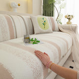 Striped Non-Slip Cooling Couch Cover, Summer Couch Pads for Seat Back Armrest - Ornate Home