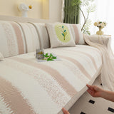 Striped Non-Slip Cooling Couch Cover, Summer Couch Pads for Seat Back Armrest - Ornate Home