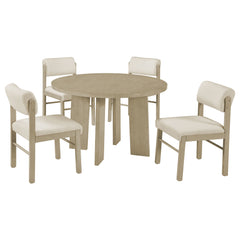 Strouse Cream/Natural Oak 5-piece Dining Set - Ornate Home