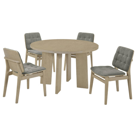 Strouse Grey/Natural Oak 5-piece Dining Set - Ornate Home
