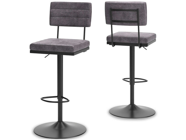 Strumford Gray & Black Bar Height Bar Stool (Set of 2) - Ornate Home