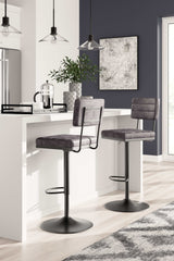 Strumford Gray & Black Bar Height Bar Stool (Set of 2) - Ornate Home