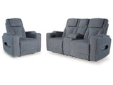 Studio Cave Steel Power Reclining Loveseat and Power Recliner (Online Special Price) - Ornate Home