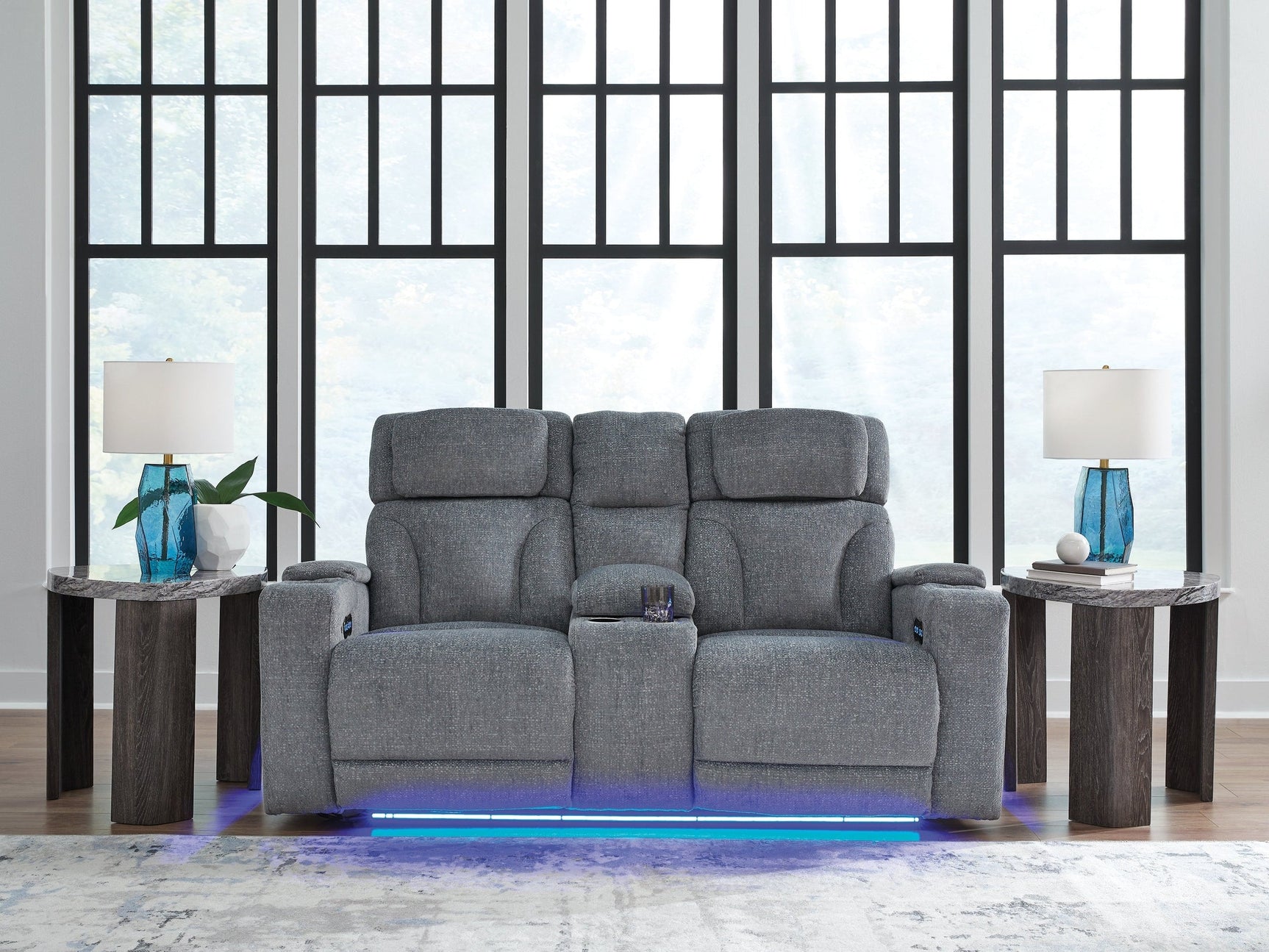 Studio Cave Steel Power Reclining Loveseat w/Console (Online Special Price) - Ornate Home
